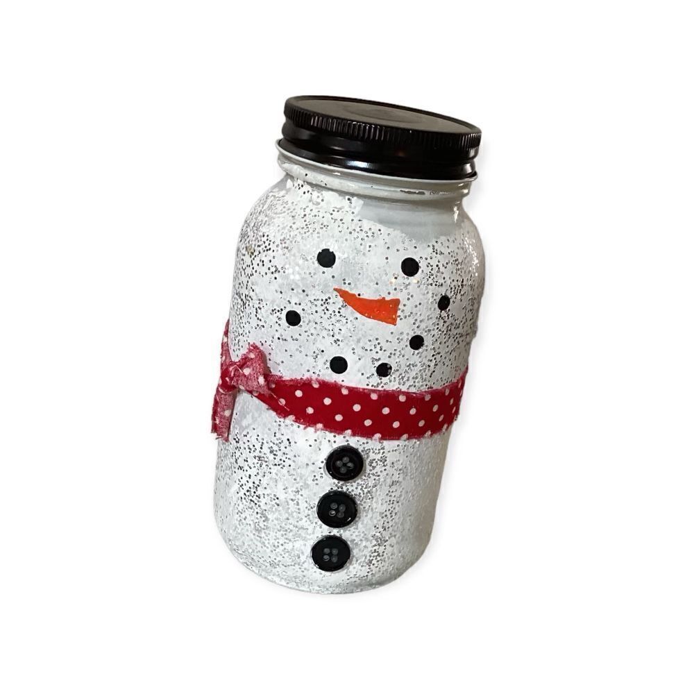Mason Jar Snowman Tea Light Holder